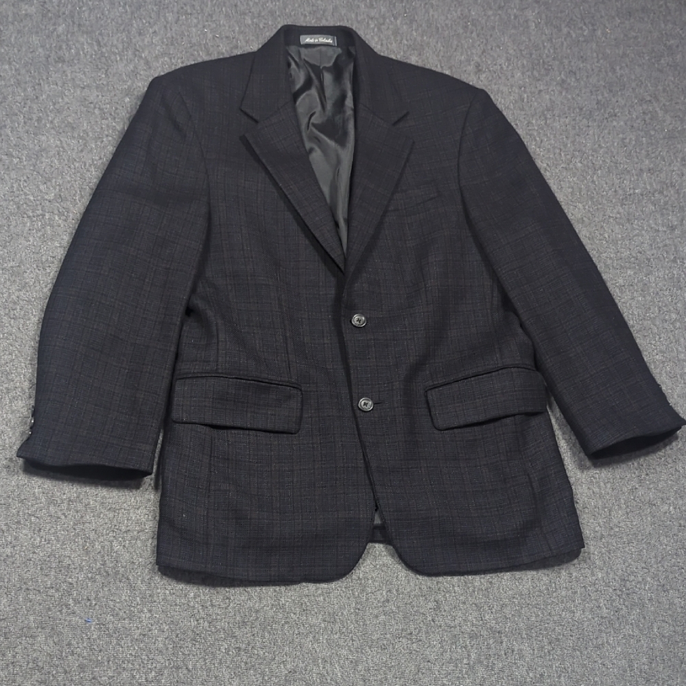 Oscar de la‎ Renta Jacket Black Check 38S Wool Sports Coat Blazer